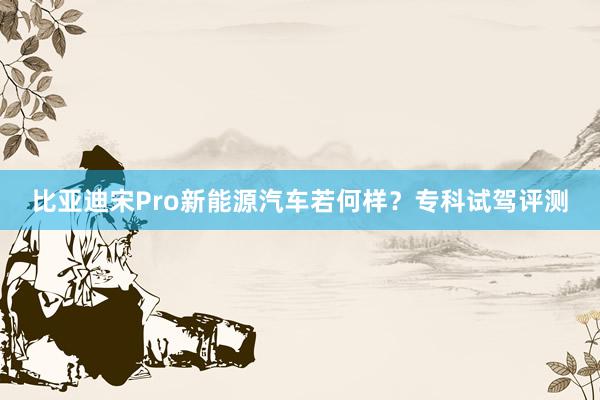 比亚迪宋Pro新能源汽车若何样？专科试驾评测